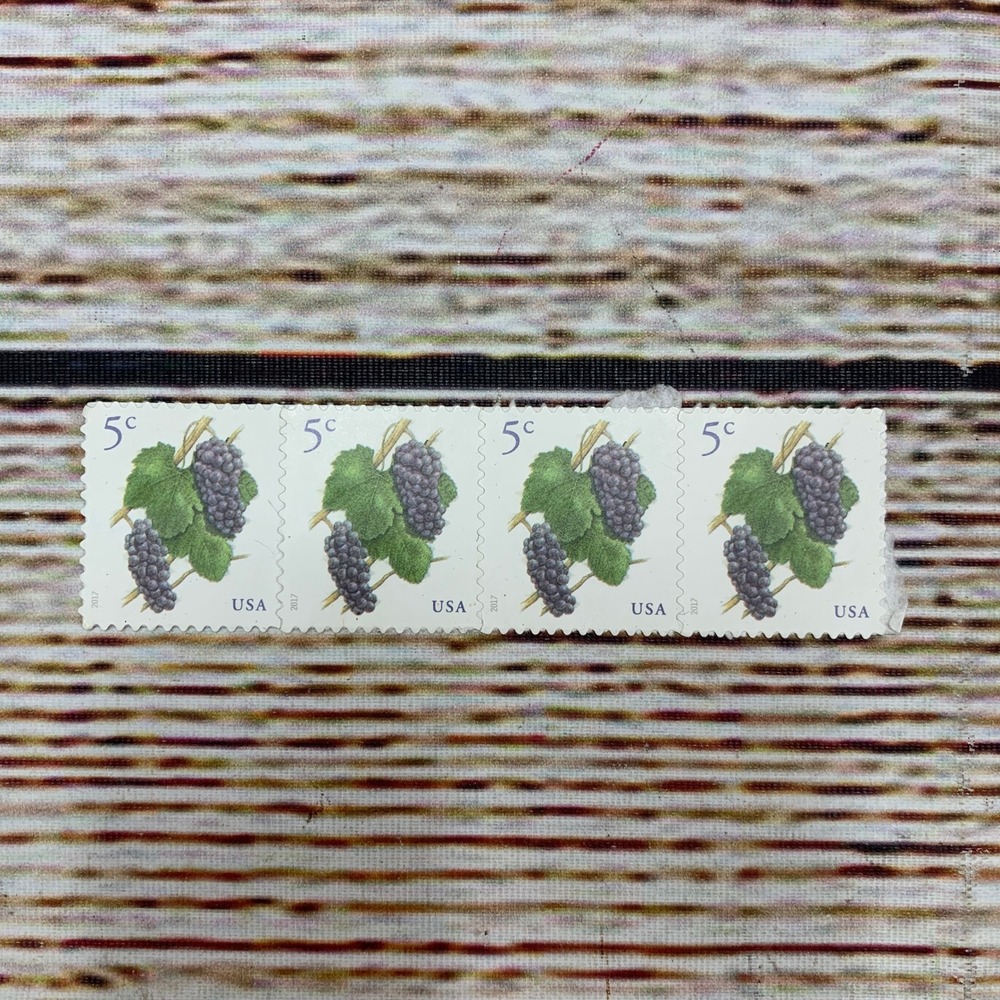 Vintage USA Postage Stamps 5 Cent Grapes Unused Block of Four Collectible